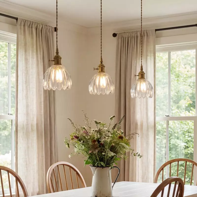 Ivana Retro Copper and Glass Tulip Pendant Light