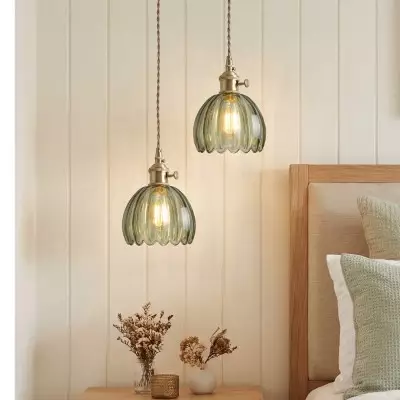 Ivana Retro Copper and Glass Tulip Pendant Light