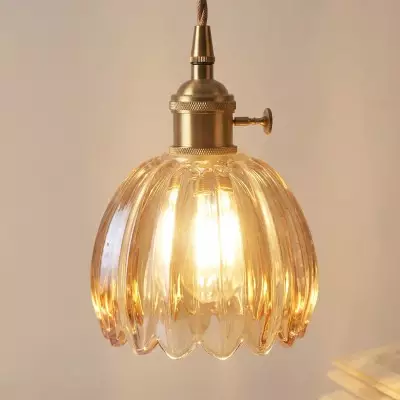 Ivana Retro Copper and Glass Tulip Pendant Light