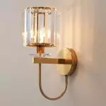 Solstice Brushed Brass Crystal Ribbed Glass Wall Sconce