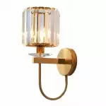 Solstice Brushed Brass Crystal Ribbed Glass Wall Sconce
