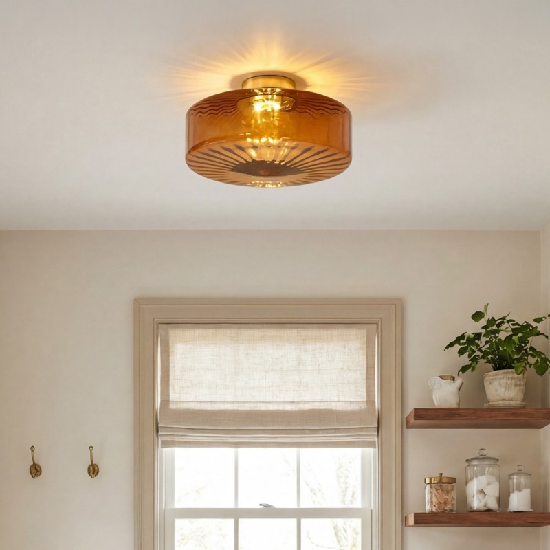 Xanthe French Vintage Round Glass Ceiling Light