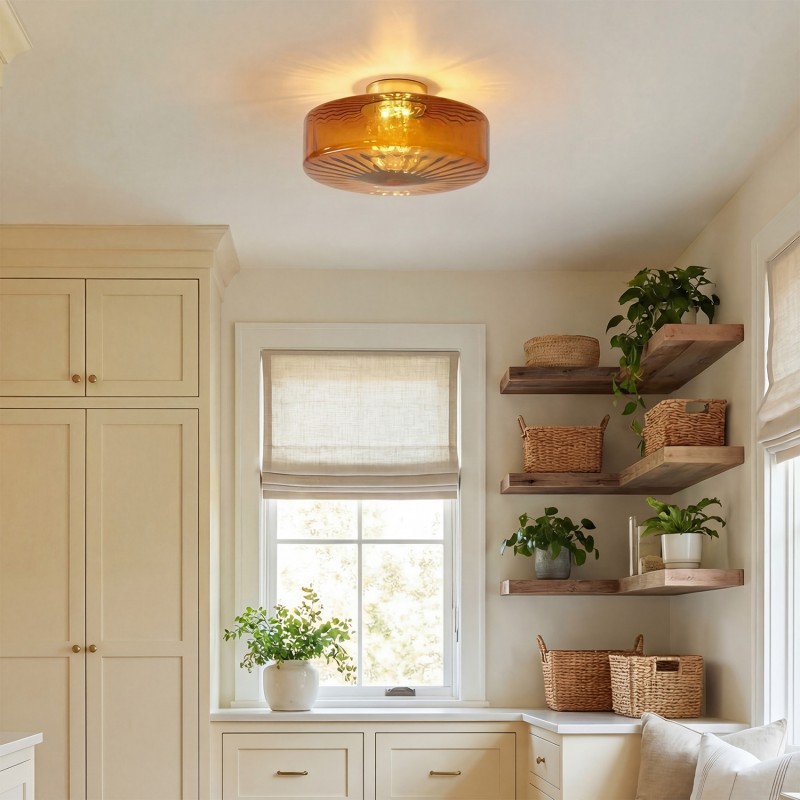 Xanthe French Vintage Round Glass Ceiling Light