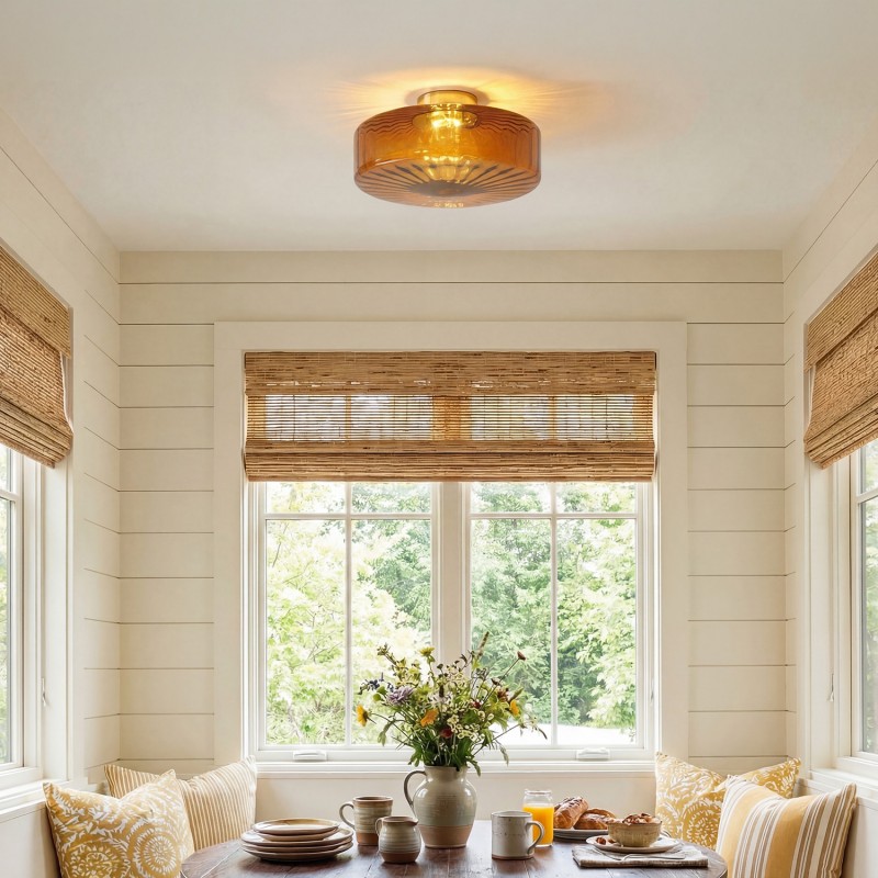 Xanthe French Vintage Round Glass Ceiling Light