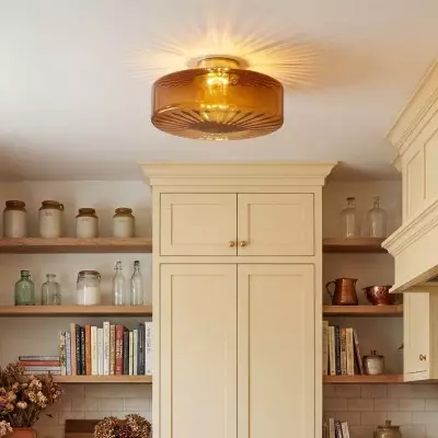 Xanthe French Vintage Round Glass Ceiling Light