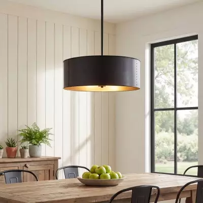 Zanthe 4 Light Vintage Industrial Iron Drum Chandelier