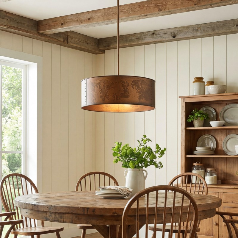 Zanthe 4 Light Vintage Industrial Iron Drum Chandelier