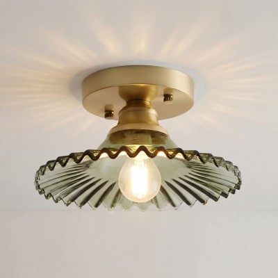 Zenon Retro Gailon Glass Semi Flush Mount Ceiling Light
