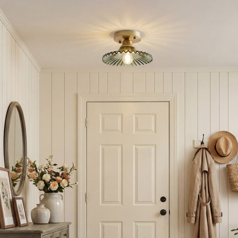 Zenon Retro Gailon Glass Semi Flush Mount Ceiling Light