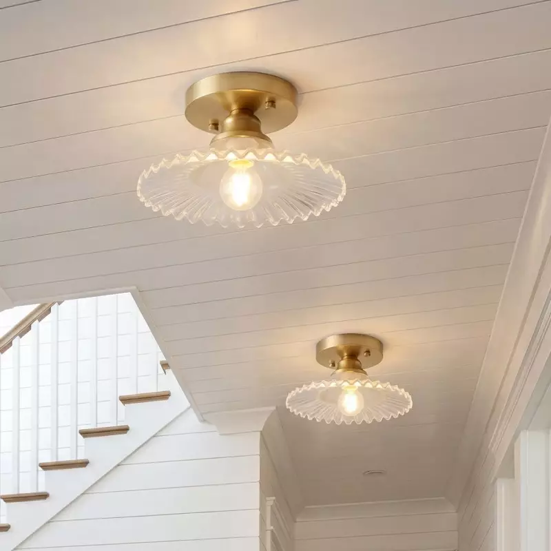 Zenon Retro Gailon Glass Semi Flush Mount Ceiling Light
