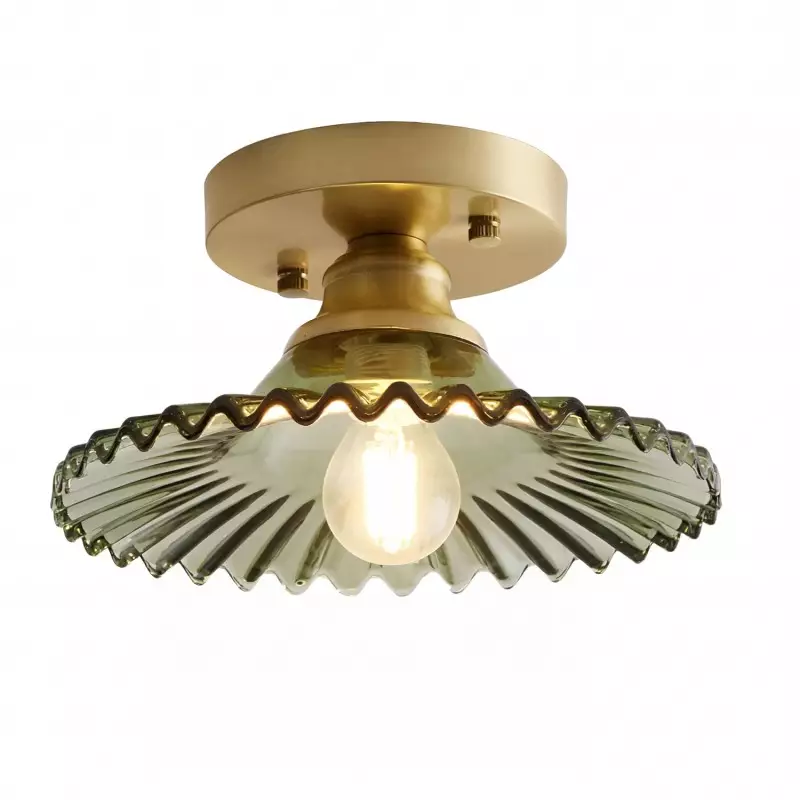 Zenon Retro Gailon Glass Semi Flush Mount Ceiling Light