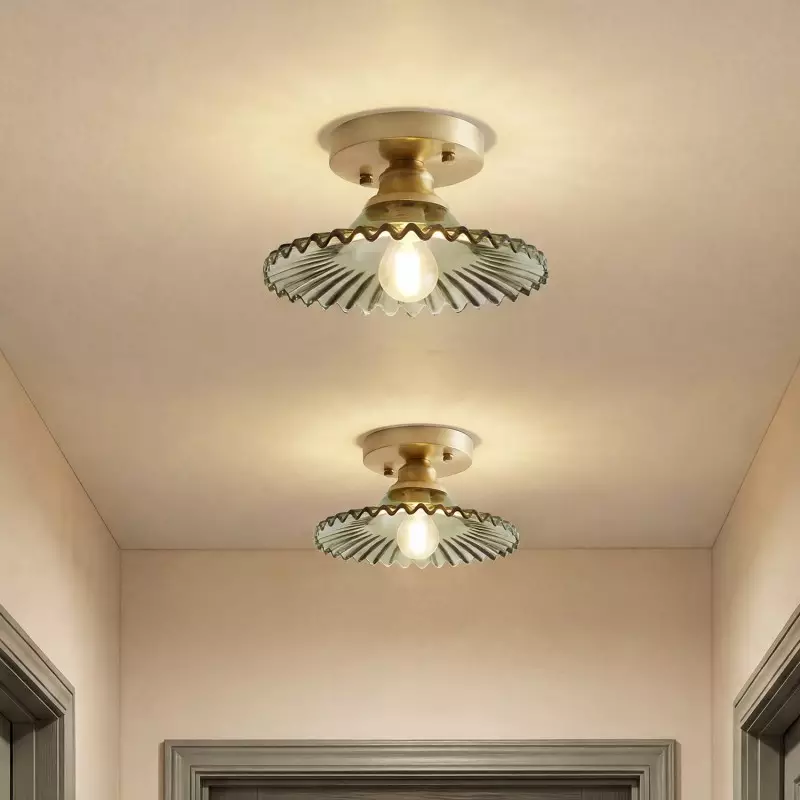 Zenon Retro Gailon Glass Semi Flush Mount Ceiling Light