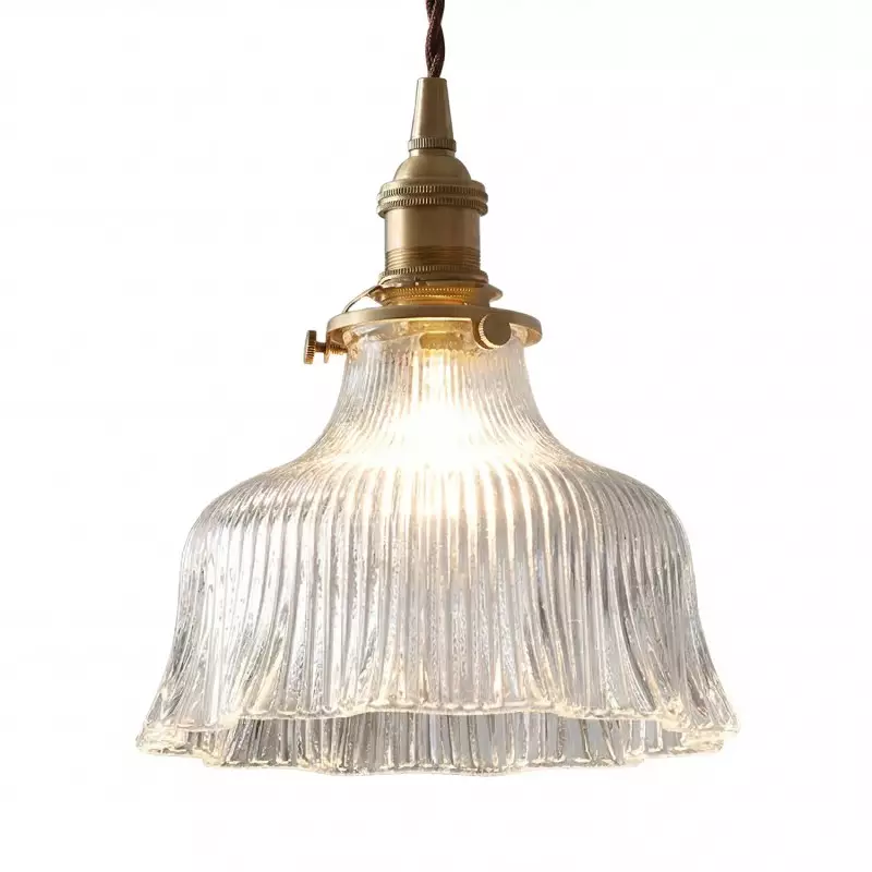 Hermin Antique Flower Ribbed Glass Pendant Light