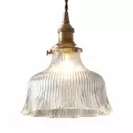 Hermin Antique Flower Ribbed Glass Pendant Light