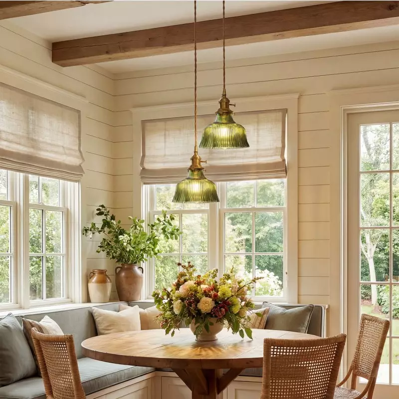 Hermin Antique Flower Ribbed Glass Pendant Light