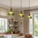 Hermin Antique Flower Ribbed Glass Pendant Light