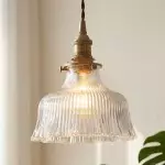 Thalys Brushed Gold Clear Glass Shade Pendant Light