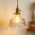 Hermin Antique Flower Ribbed Glass Pendant Light