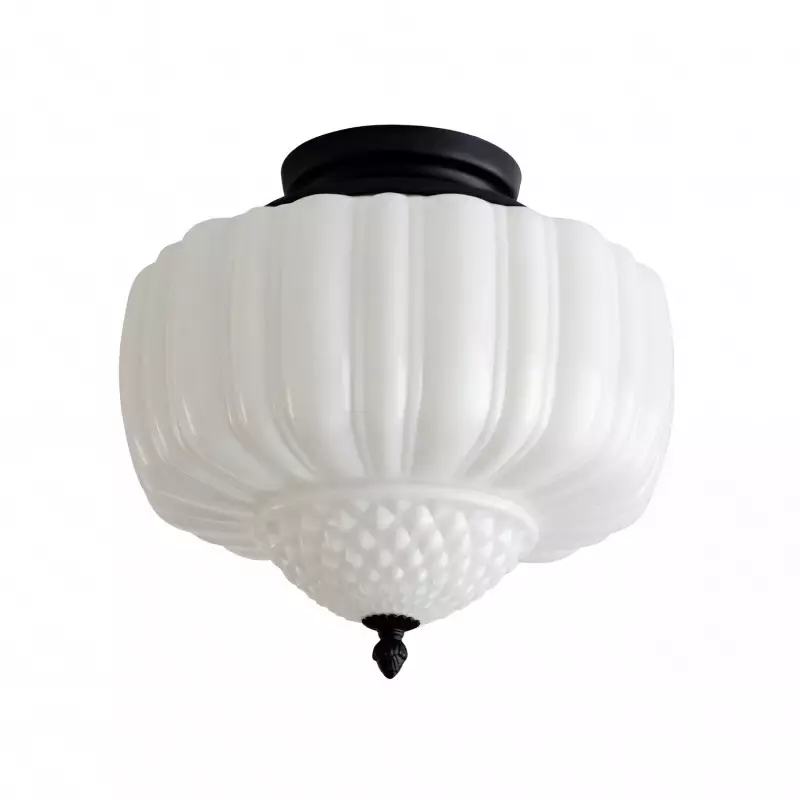 Elyndor White Milk Glass Pumpkin Flush Mount Schoolhouse Light