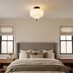 Elyndor White Milk Glass Pumpkin Flush Mount Schoolhouse Light