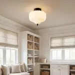 Elyndor White Milk Glass Pumpkin Flush Mount Schoolhouse Light