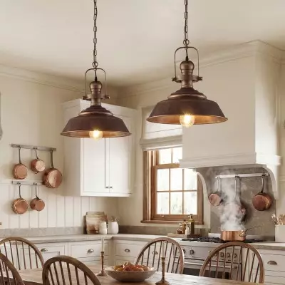 Carmen Industrial Antique Metal Horn Shaped Pendant Light