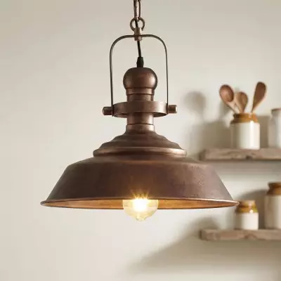 Carmen Industrial Antique Metal Horn Shaped Pendant Light