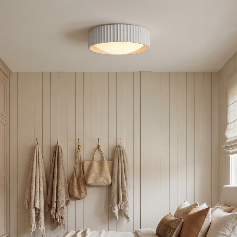 Arnold ‎Minimalist Round Led Fluted Concrete Ceiling Light