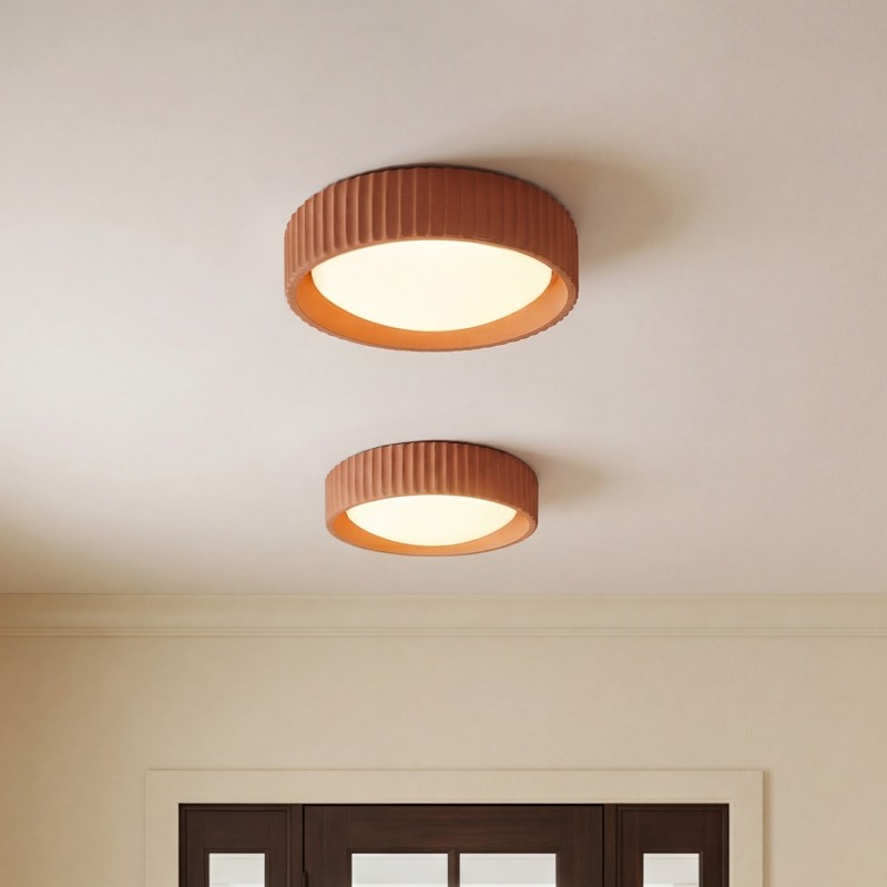 Arnold ‎Minimalist Round Led Fluted Concrete Ceiling Light