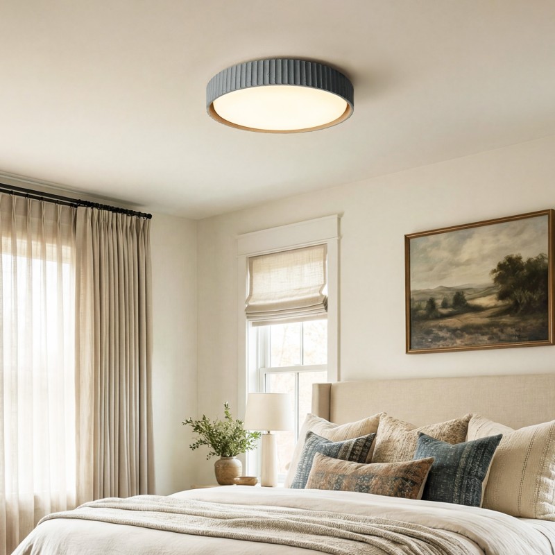 Arnold ‎Minimalist Round Led Fluted Concrete Ceiling Light