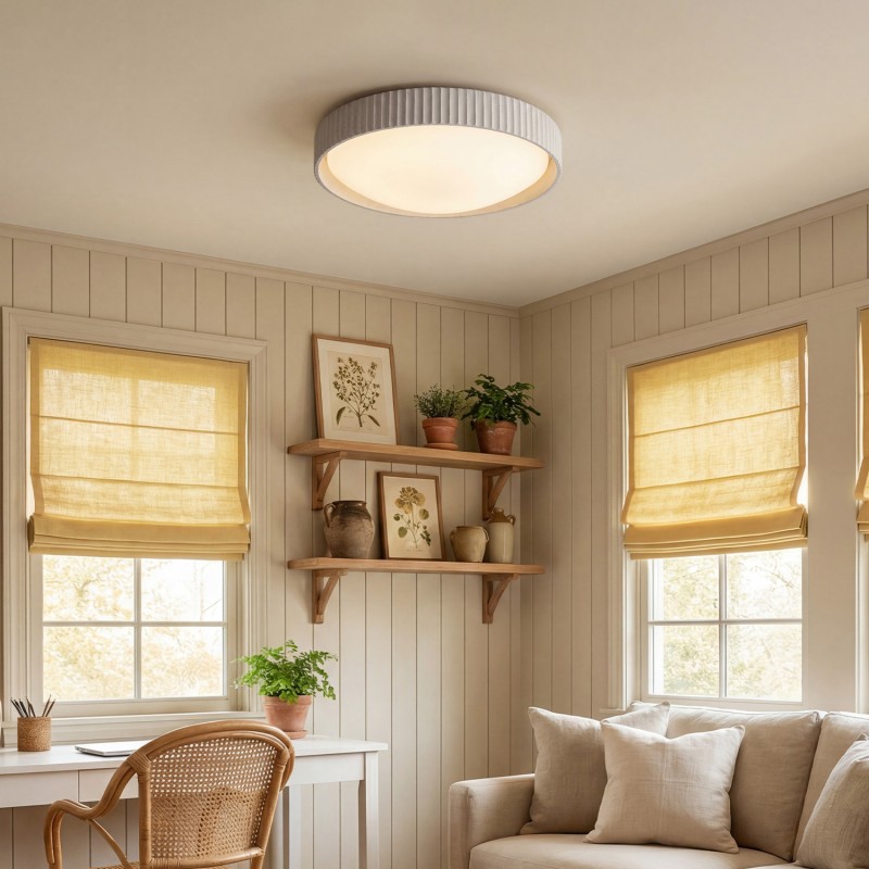 Arnold ‎Minimalist Round Led Fluted Concrete Ceiling Light