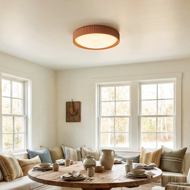 Arnold ‎Minimalist Round Led Fluted Concrete Ceiling Light
