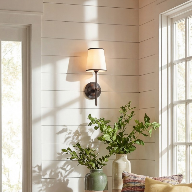 Ozuma One Light Wall Sconce with Linen Shade