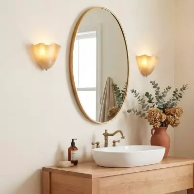 Kyrintha Mid-Century Modern Skirt Shell Glass Wall Sconce