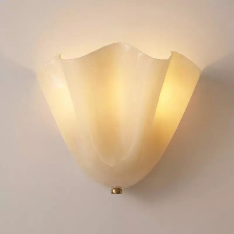 Kyrintha Mid-Century Modern Skirt Shell Glass Wall Sconce