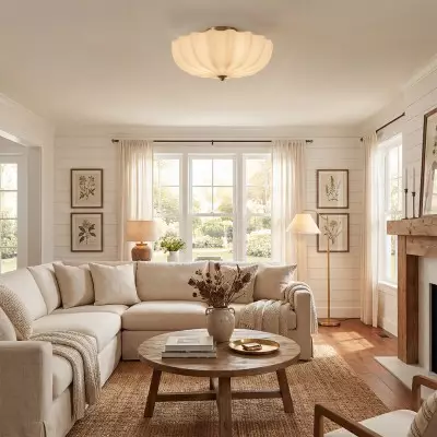 Dakota Modern Flower Shape Milk Glass Ceiling Light