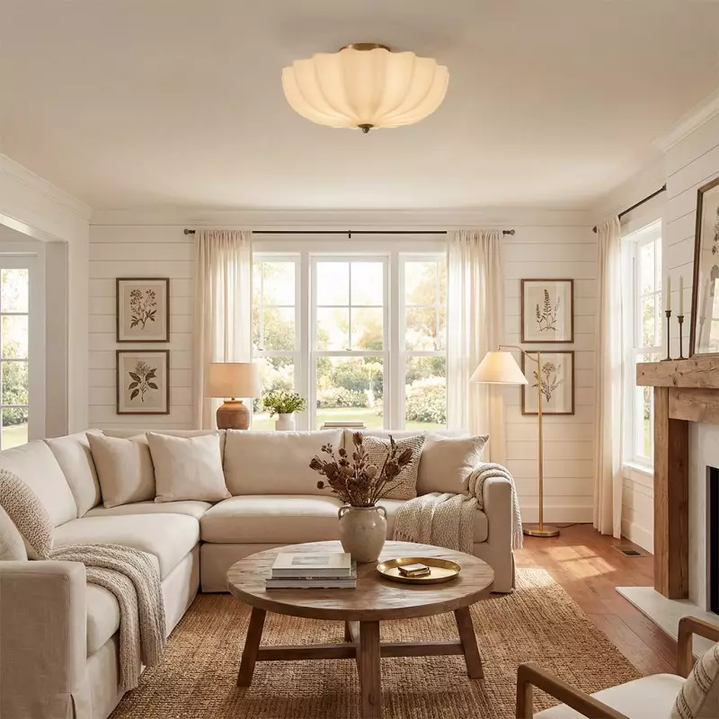 Dakota Modern Flower Shape Milk Glass Ceiling Light