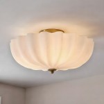 Dakota Modern Flower Shape Milk Glass Ceiling Light