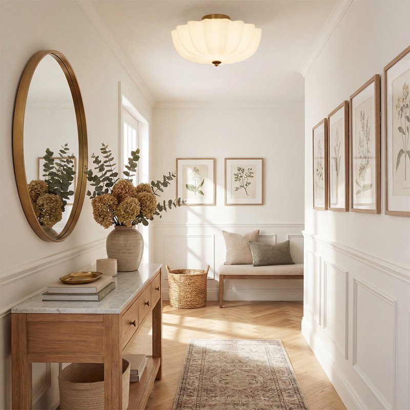 Dakota Modern Flower Shape Milk Glass Ceiling Light