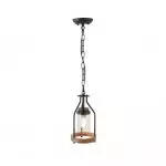 Doran Farmhouse Black Cage Cylinder Glass Pendant Light