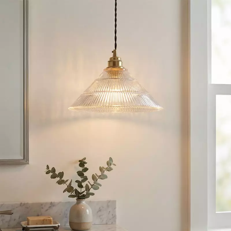 Draxith Retro Japanese Striped Stained Glass Droplight