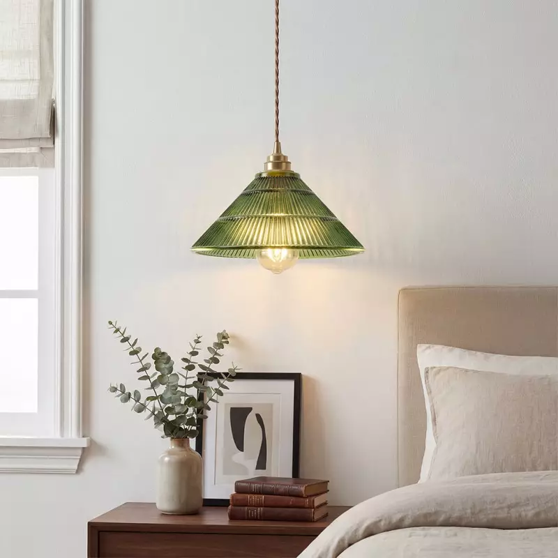 Draxith Retro Japanese Striped Stained Glass Droplight