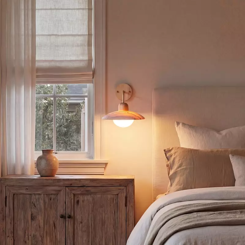 Habakkuk Farmhouse Disc Travertine Wall Sconce