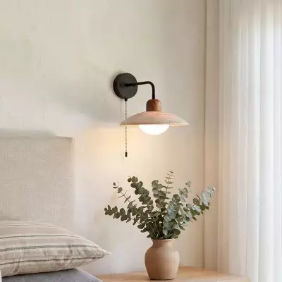 Habakkuk Farmhouse Disc Travertine Wall Sconce