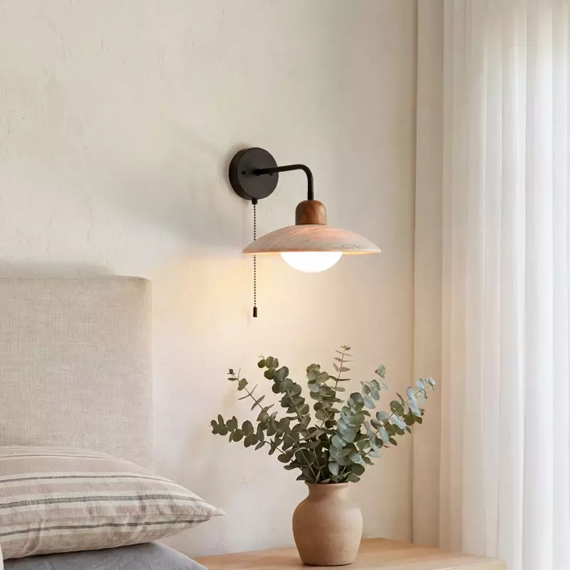 Habakkuk Farmhouse Disc Travertine Wall Sconce