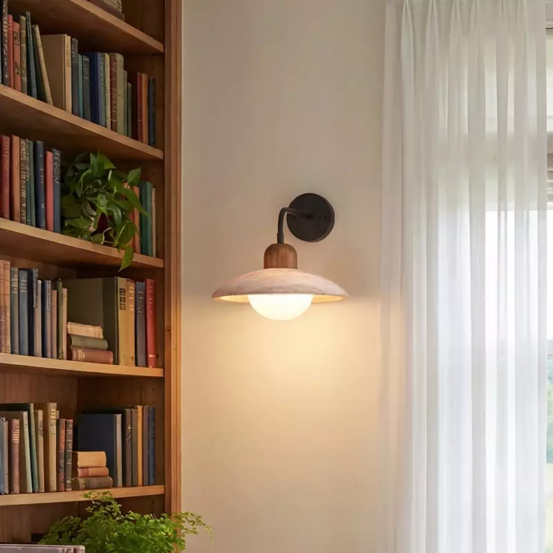 Habakkuk Farmhouse Disc Travertine Wall Sconce