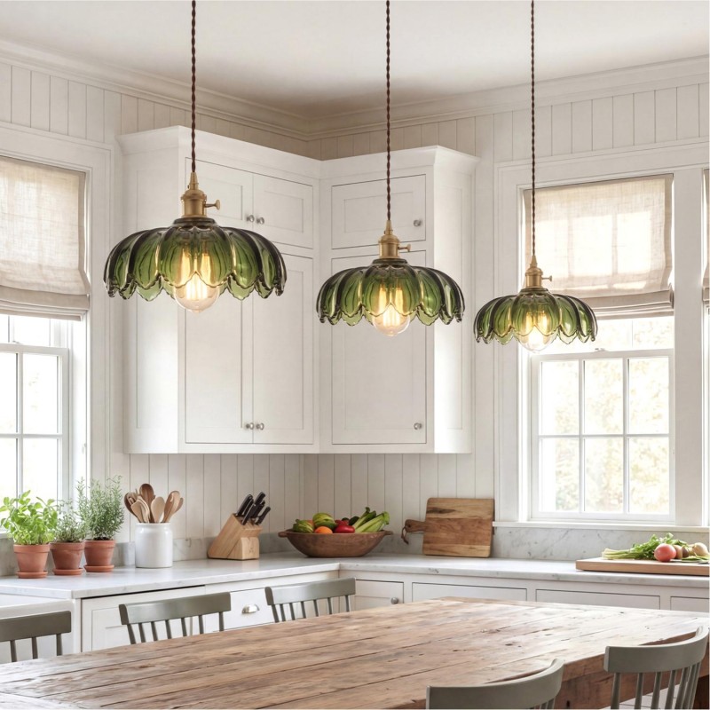 Jacinta Green Scalloped Pendant Light