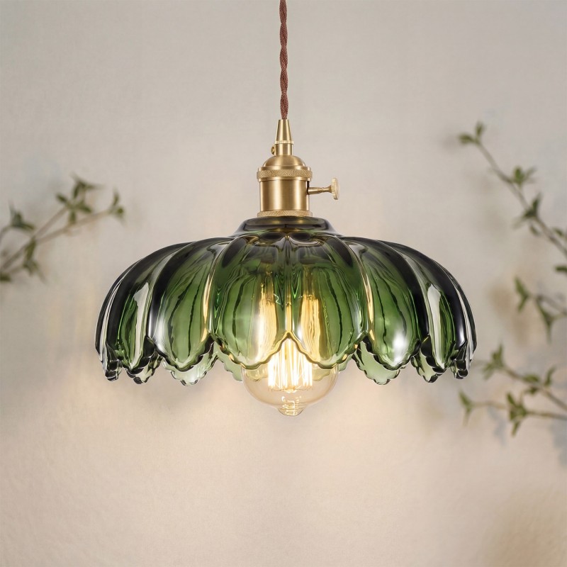 Jacinta Green Scalloped Pendant Light