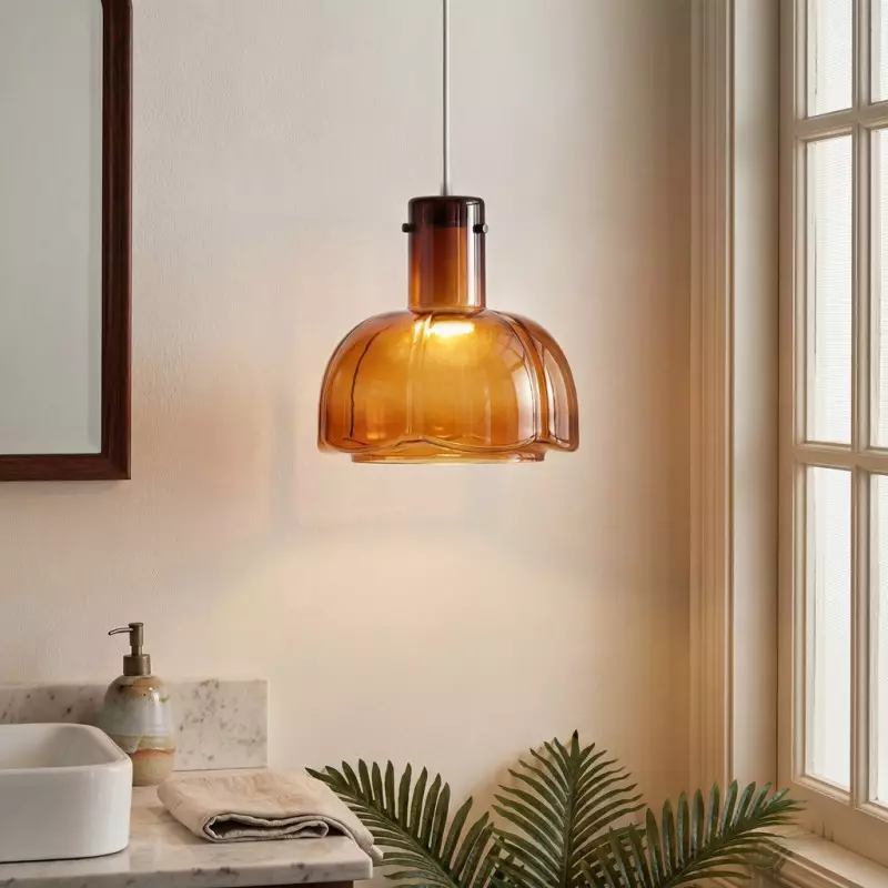 Palak Minimalist Handmade Glass Shade Pendant Light