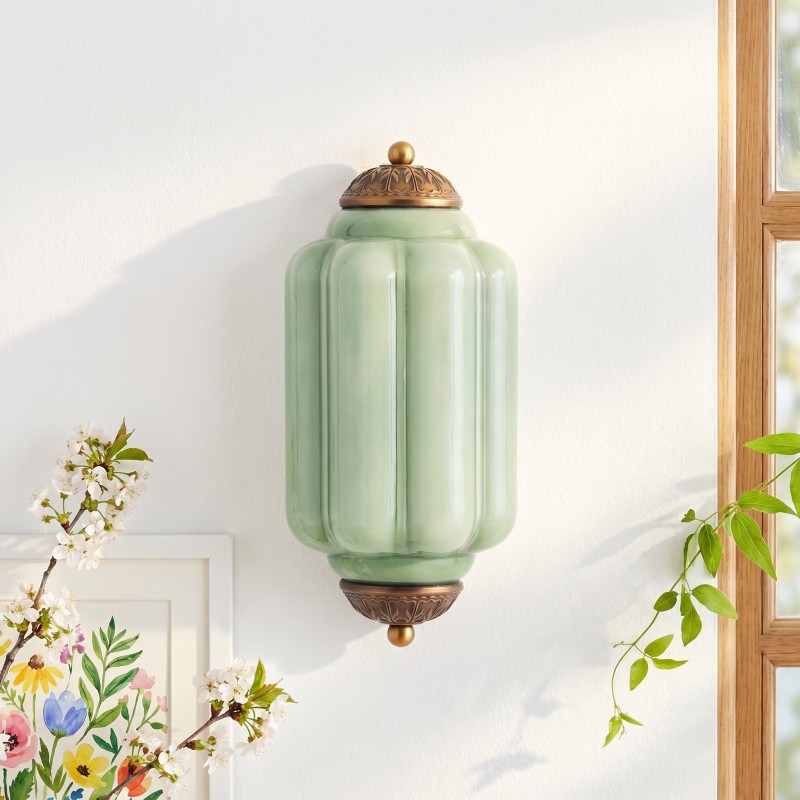 Michael Vintage Eloise Milk Glass Flush Wall Light